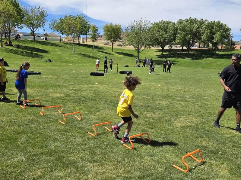 Rise Tackle Football youth athletes training at Arnie Quinones Park in Palmdale CA